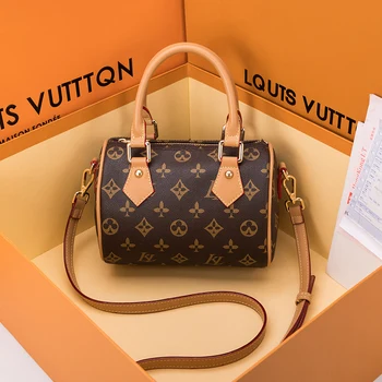 

Cylinder Shape Small Pillow Bags for Women 2020 New Fashion Genuine Leather Luxury Handbags Ladies One Shoulder Bags Louis Brand