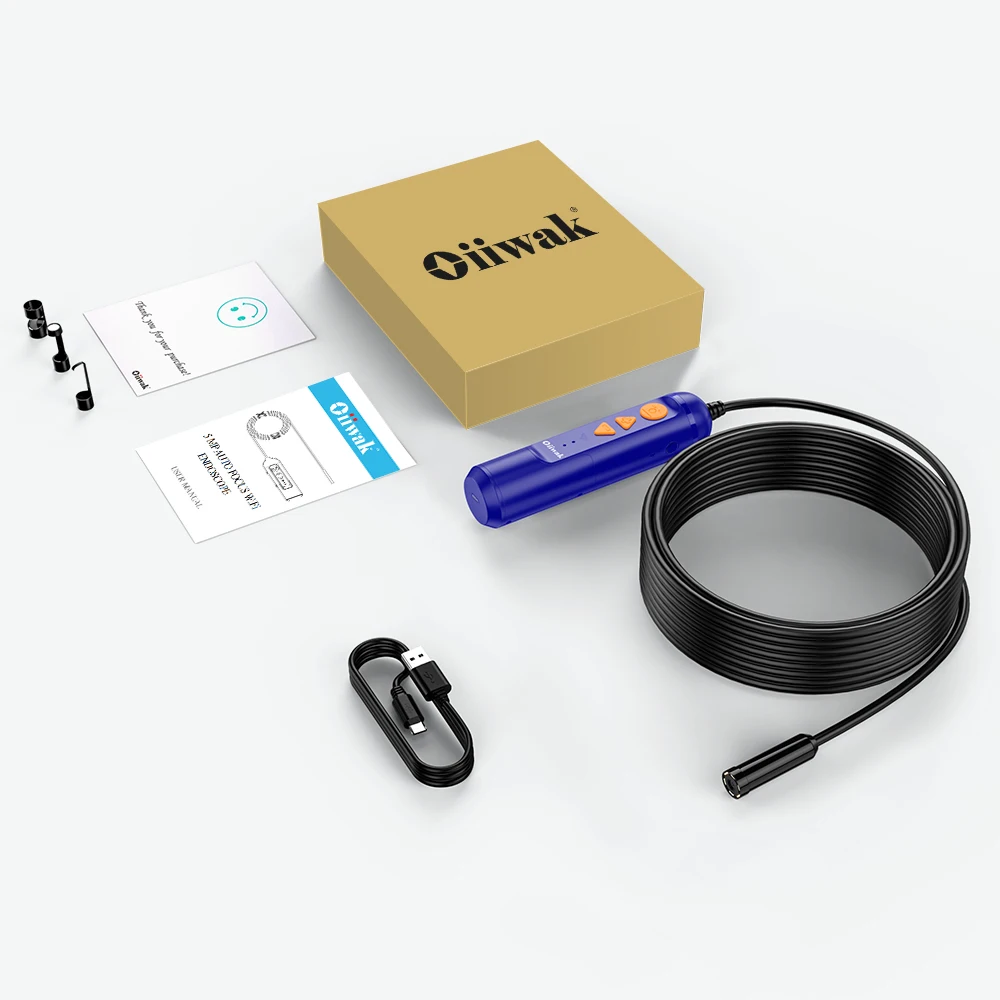 Oiiwak WiFi Endoscope Camera 5MP Auto Focus Wireless Borescope 1944P 14mm Pipe Sewer Plumbing Snake Camera Mini Camera 15m 20m