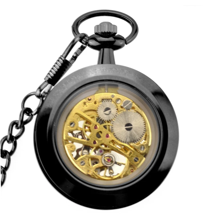 Ретро карманные часы стимпанк Скелет механический карманные часы римские цифры часы кулон ручной обмотки мужские и женские брелок цепочка подарок