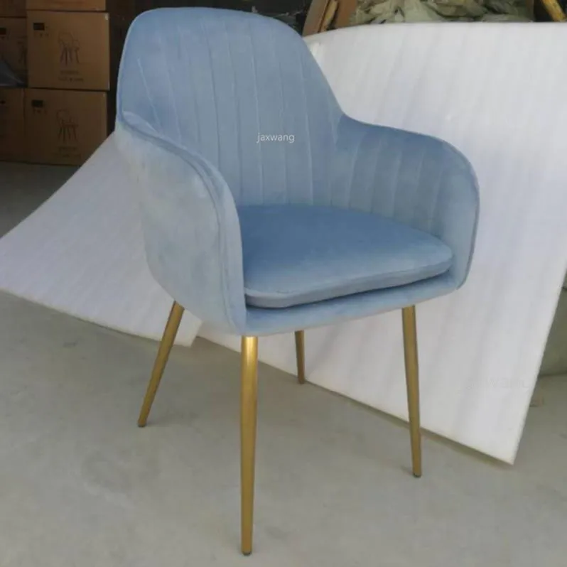 Скандинавский роскошный стул для столовой сетчатый красный стул для макияжа чайное кофейное кресло домашний индивидуальный кованый домашний диван кресло кресла - Цвет: Gray-blue