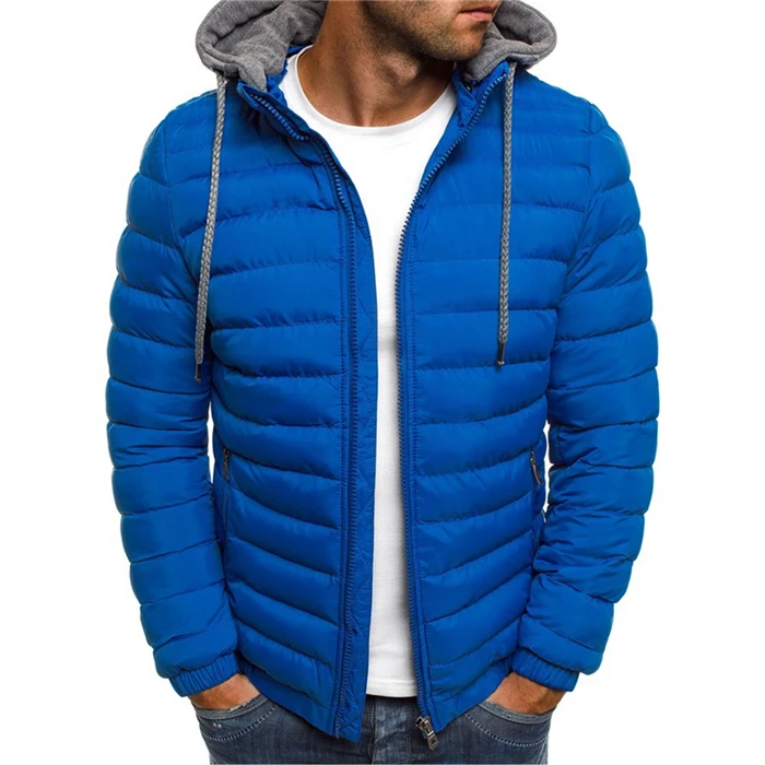 NaranjaSabor флисовая парка пальто для мужчин s Зимняя Толстая хлопковая верхняя одежда с капюшоном Мужская модная куртка мужская повседневная брендовая одежда N604 - Цвет: Royal Blue