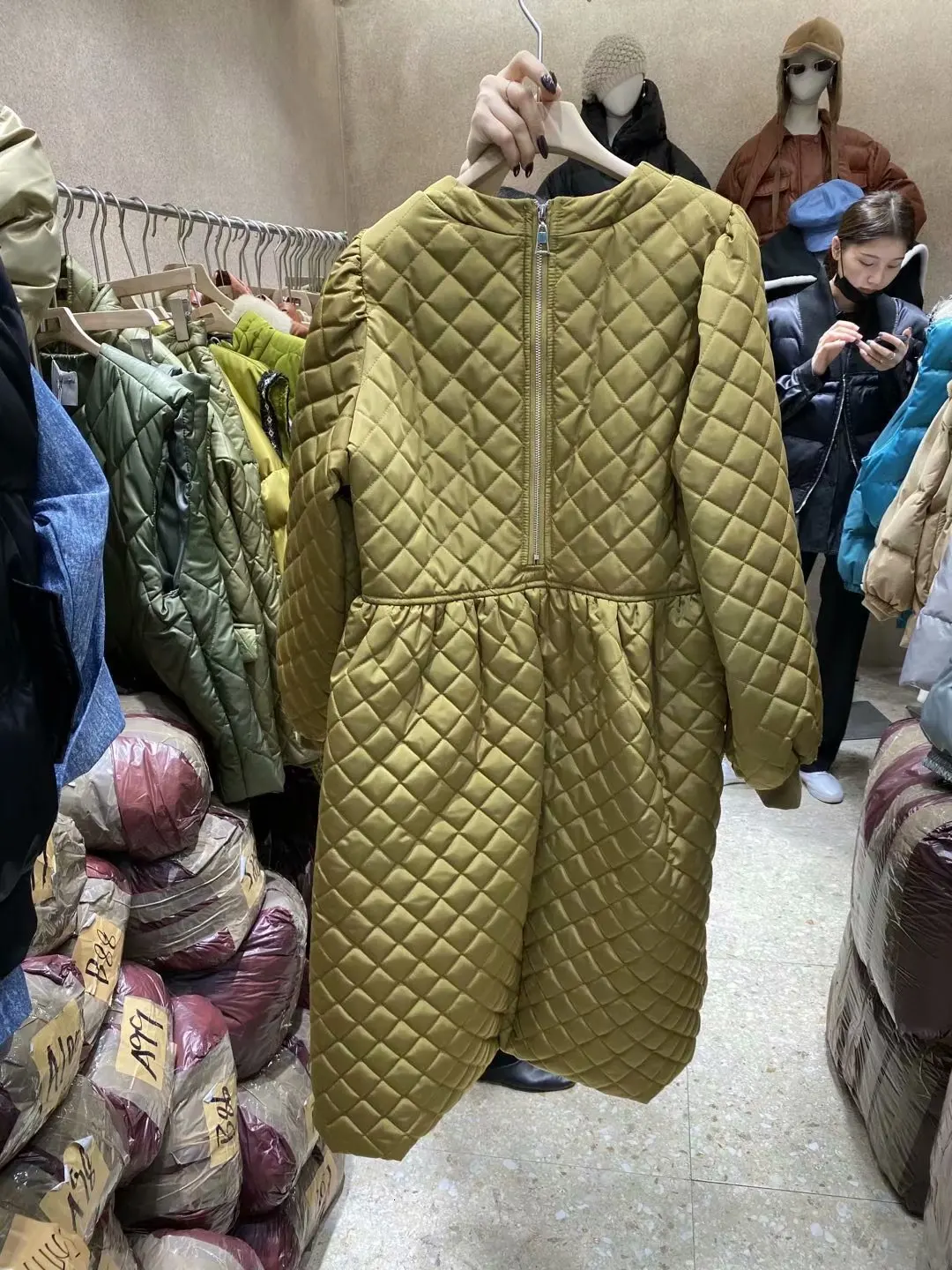 Зимнее Новое корейское стильное толстое Хлопковое платье женское теплое платье с круглым вырезом и длинными рукавами женская повседневная одежда Y094