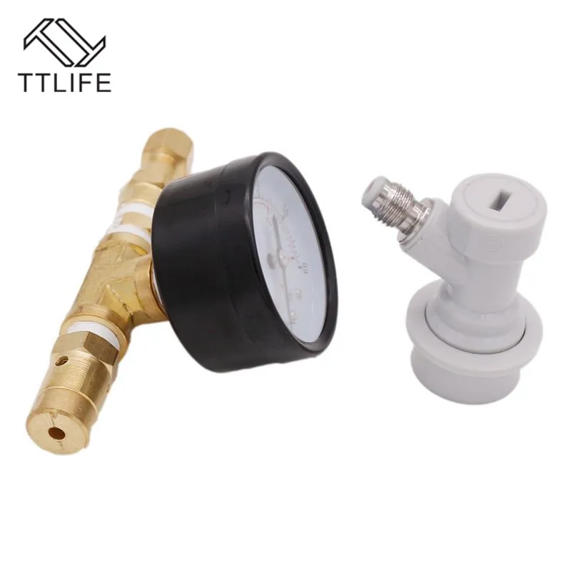 co2 charger Pressure Relief Valve with Gauge, 0~15 psi Pressure valve With Threaded Gas Ball Lock For Beer brew Keg CO2 Charger