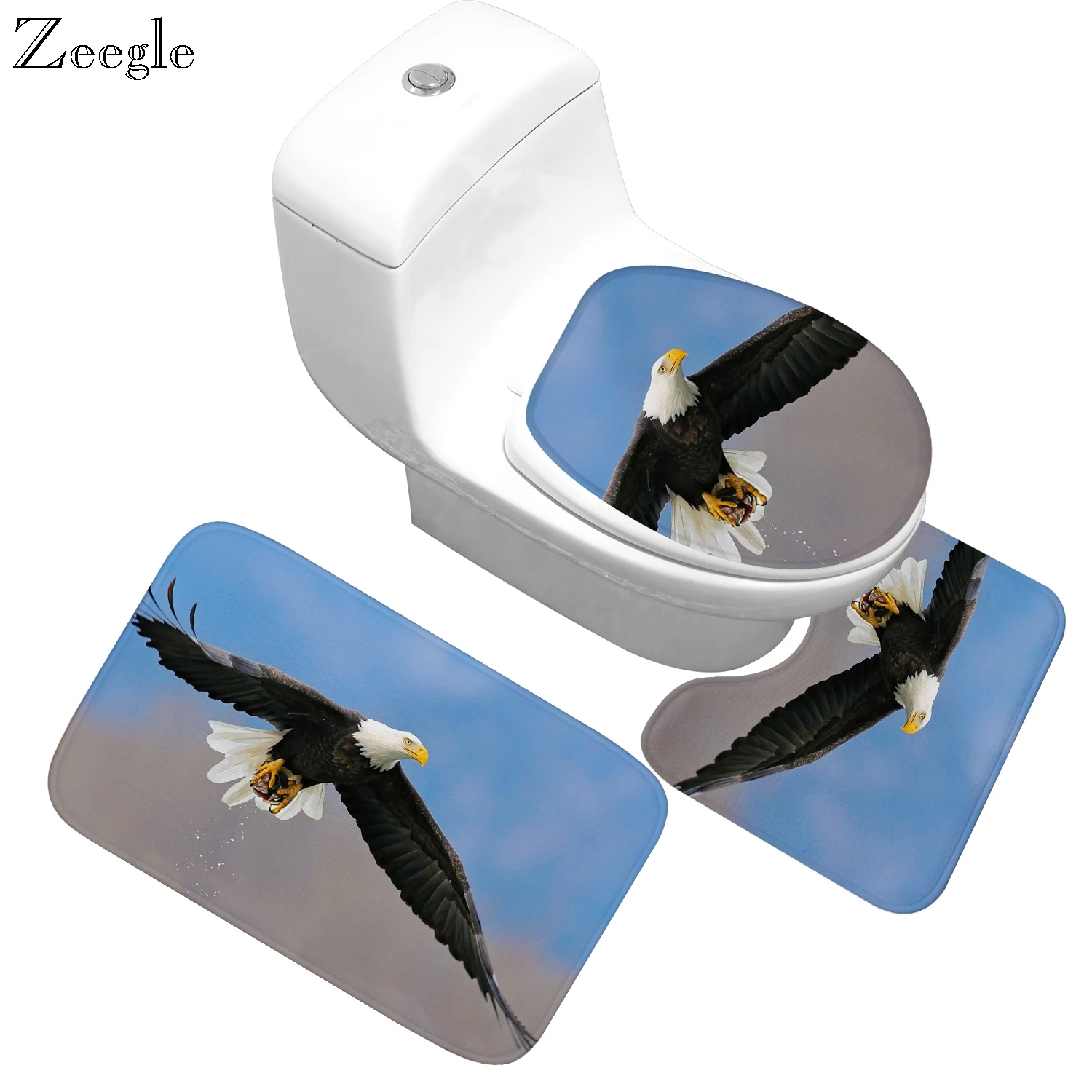 Zeegle Bathroom Rug Set Memory Foam 3pcs Anti-slip Floor Mats Bathroom Toilet Rugs Absorbent Bathroom Matrresses