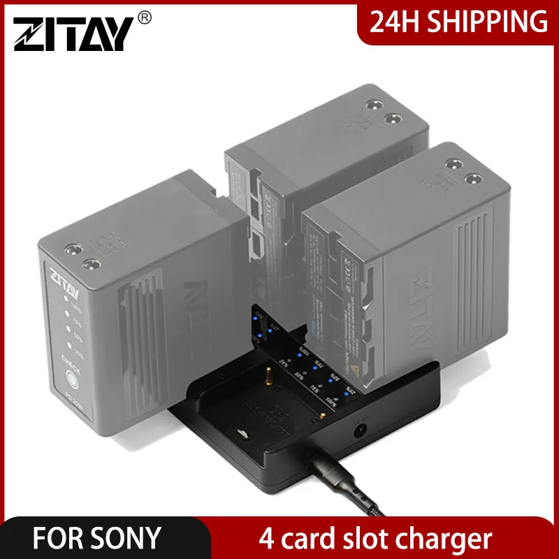Zitay 4 Slot Camera Battery Charger Smart Led Indicator Fast Charging Hub For Sony Np F970 F550