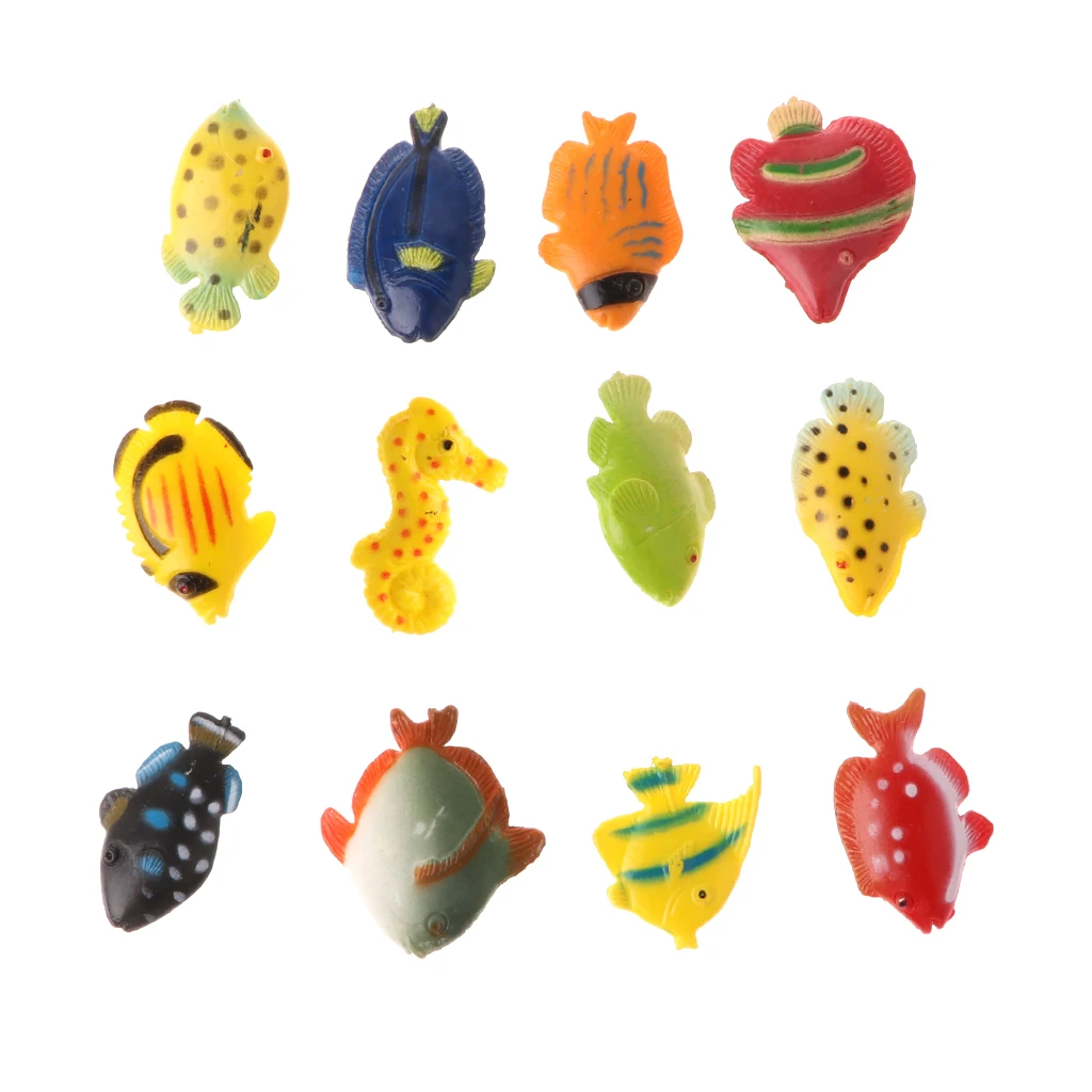 12 piezas de plástico animales marinos peces modelo juguete educativo fiesta bolsa rellenos