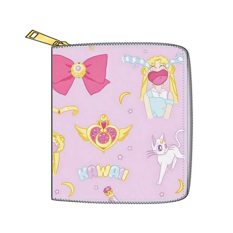 

Sailor Moon Cartoon Wallet Short Zipper Wallet High Quality PU Leather Wallet Coin Purse for Women Girl Gift Money Bag