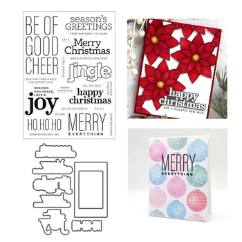 

New 2020 Metal Cutting Dies and Clear Stamps Scrapbooking Christmas Words Embossing Frames Card For Craft Paper Making Set