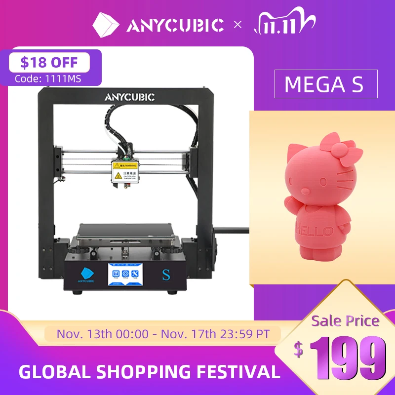 ANYCUBIC Mega-S Mega S 3D Printer I3 Mega Upgrade Large Size TPU High Precision Touch Screen DIY 3D Printer kit impressora 3d
