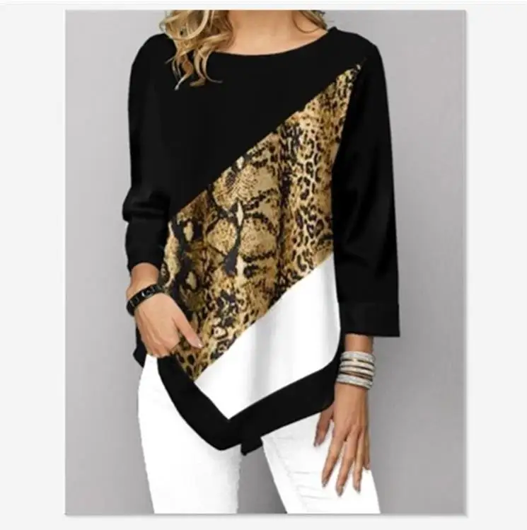 Женская блузка, большие размеры 5XL, модные новые весенние топы с принтом, рукав 3/4, эластичная Женская Повседневная рубашка - Цвет: style2