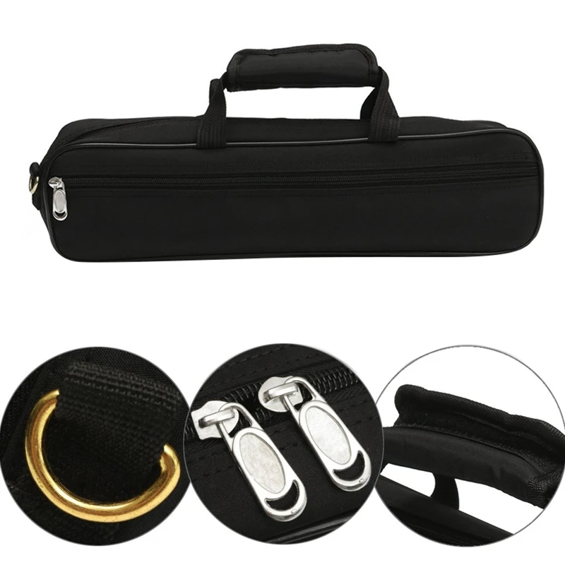 Water-Resistant Flute Case Oxford Cloth Gig Bag Box for Western Concert Flute with Adjustable Shoulder Strap for Pocket Cotton