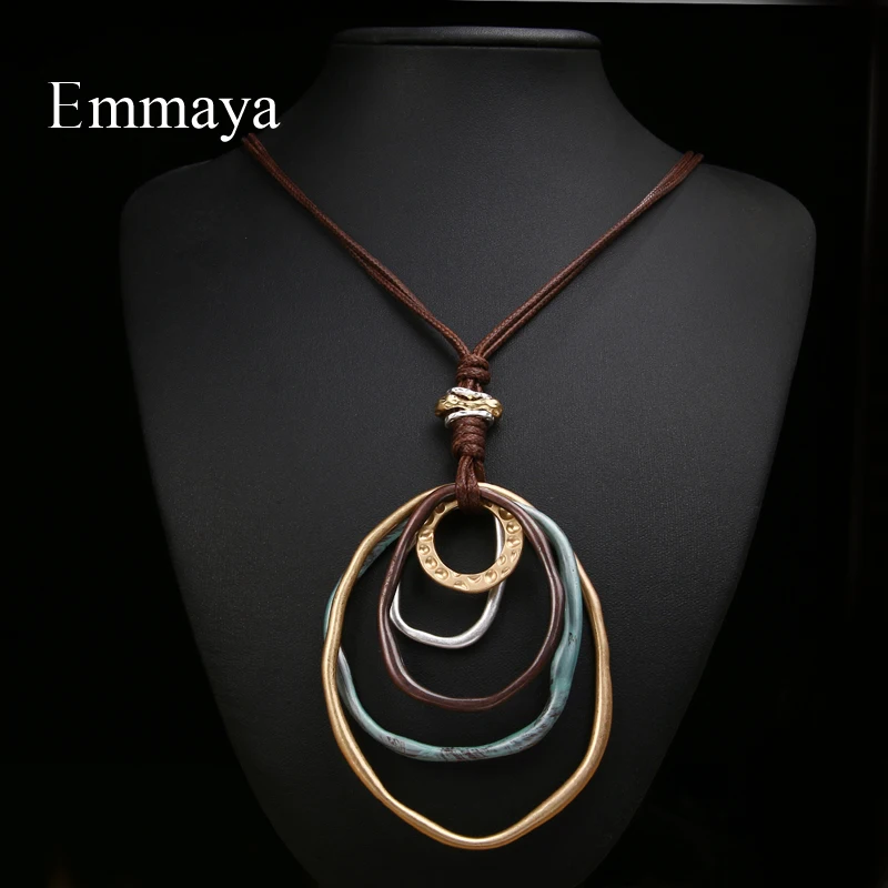 EMMAYA sweater chain wild clothes alloy accessories retro long wax line Round Pendant & Necklaces Gift Party for Female | Украшения и