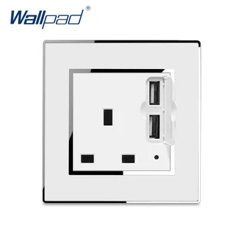 

3 Pin UK Socket With 2 Usb Port 5V 3100mA Wallpad Luxury Wall USB Charger Electric Power Outlet Mirror Acrylic Panel Tomada