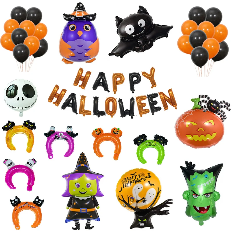 Хэллоуин украшения гелиевая фольга шары Globos скелет паук летучая мышь баллон день