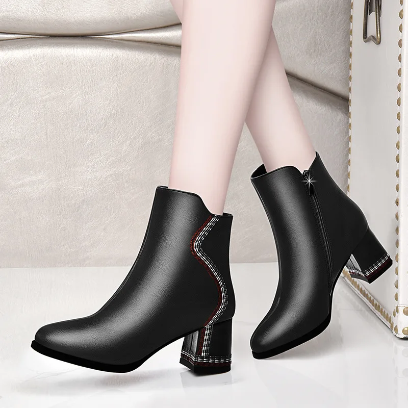 

Dunhu Martin Boots Women's British-Style Ankle Boots 2019 Autumn And Winter New Style Leather Boot plus Velvet Boots WOMEN'S Sho