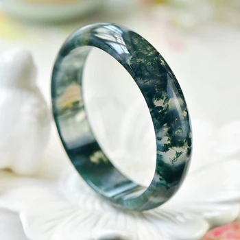 

2020 Natural Indian Water Pattern Green Jade Women Bangle Bracelet