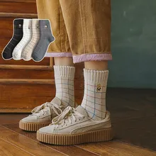 Jeseca милые носки с вышитым рисунком медведя для женщин; сезон осень-зима; плотные теплые носки в стиле Харадзюку; винтажные уличные носки в японском стиле; Kawaii