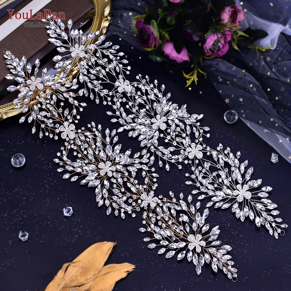 TOPQUEEN Handgemachte Kristall Braut Stirnband Strass Braut Kopfschmuck Elegante Frauen Haarbänder für Hochzeit Zubehör HP397 – Detail 30