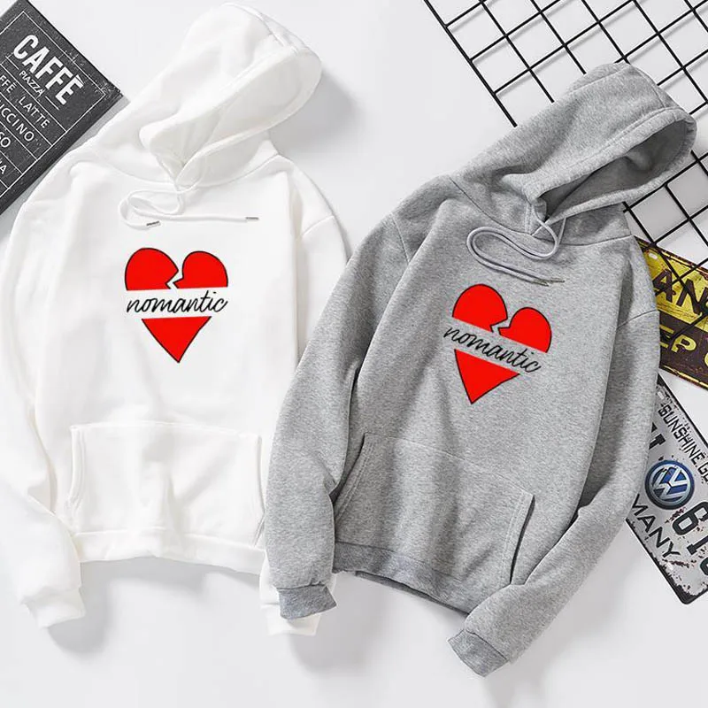 Women Hoodies Hooded Love Heart Letter Print Hoodies Long Sleeve Pullover Sweatshirt Winter Fleece Harajuku Hoodies With Pocket