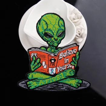 

Alien Patch Iron On Patches On Clothes Embroidered Patches For Clothing UFO Patch Sewing On Garment Apparel Accessories