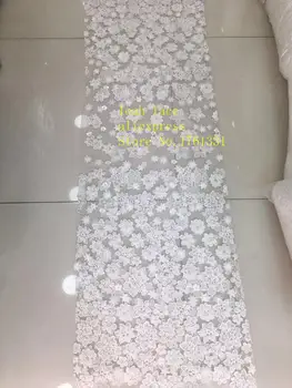 

5yards/bag White embroidery sequins DIY beads euramerican style luxury fabrics used in the design of wedding dress FH33#