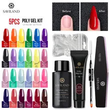Saviland цветной полигелевый Блестящий удлиняющий УФ Быстрый строительный Гель-лак для наращивания ногтей, набор для нейл-арта, 5 шт полигелевый набор