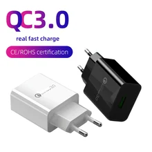 Быстрая зарядка 3,0 Быстрая зарядка для мобильных телефонов штепсельная вилка европейского стандарта быстрое устройство USB для зарядки от настенной розетки адаптер для iPhone samsung Xiaomi huawei Phone