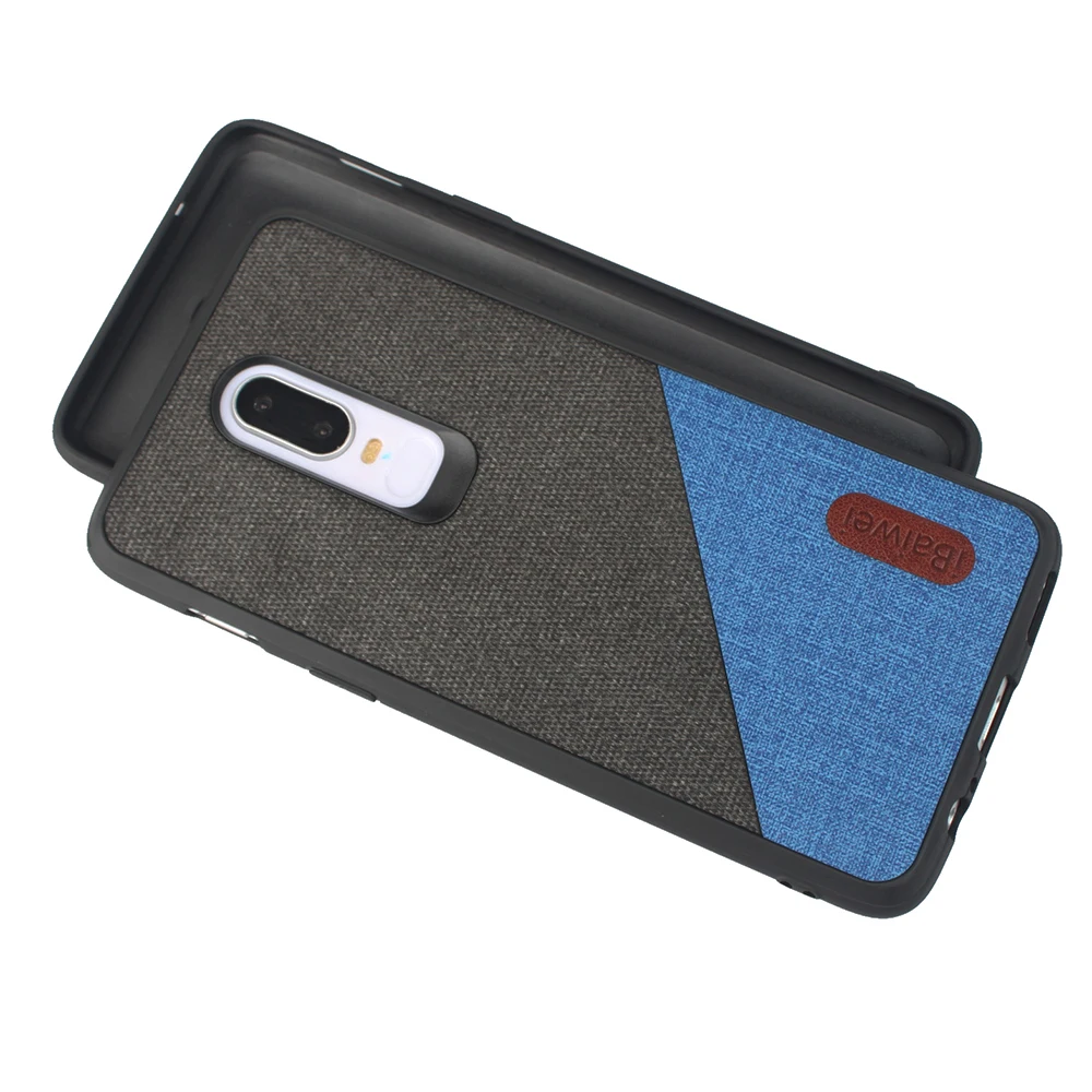 Cloth Texture Protective Phone Case for Oneplus 6 Fabric Back Cover 1+ Holder Silicone TPU Edge Coque Capa Men |