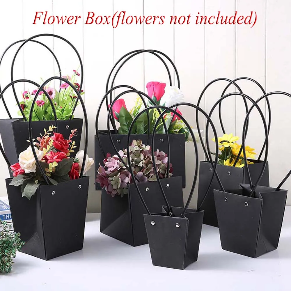 Новые бумажные пакеты Цветочная коробка с ручкой водостойкий букет подарочная