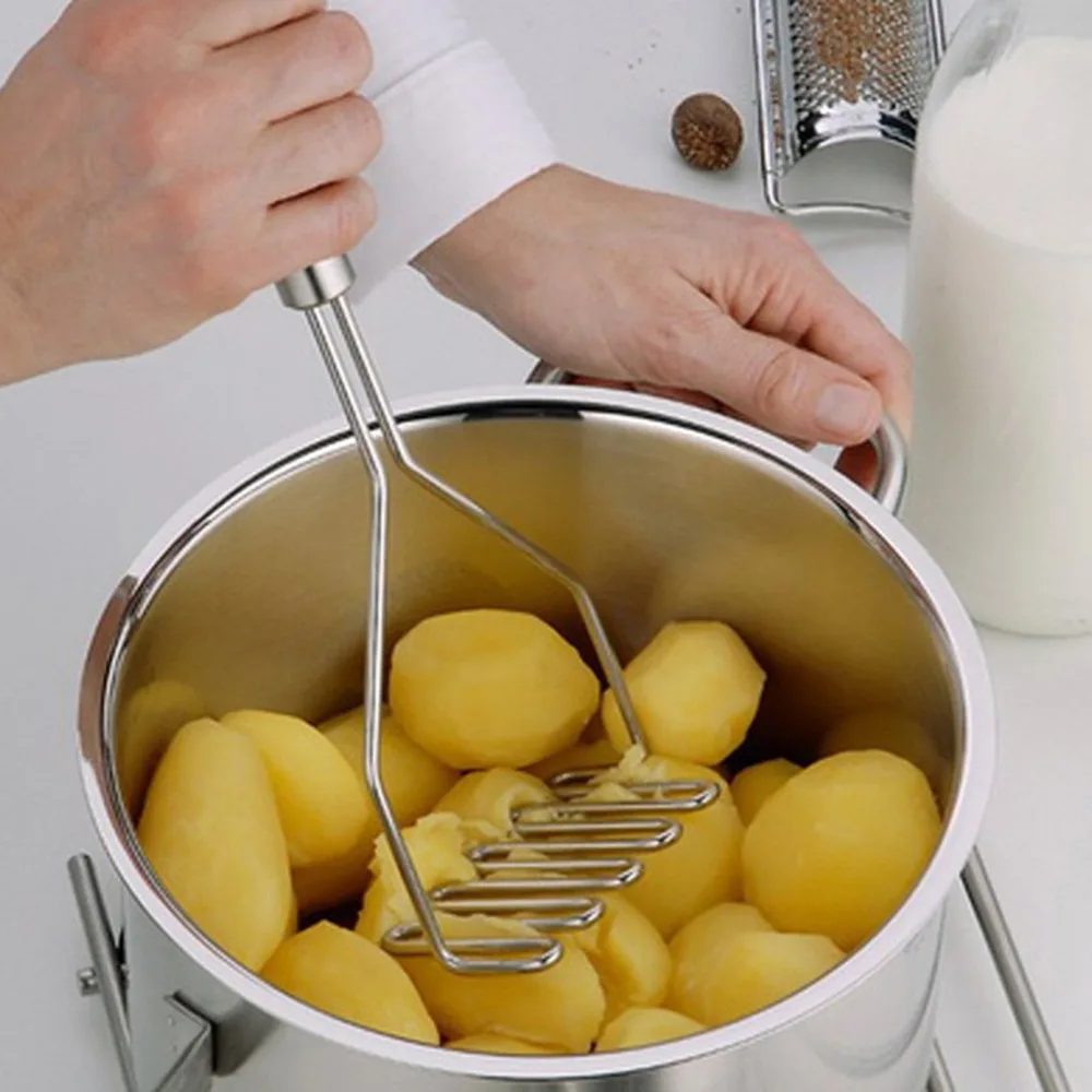

Stainless Steel Kitchen Gadget Potato Masher Press Cooking Tool Mashed Potatoes Wavy Pressure Ricer Kitchen Accessories 1PCs