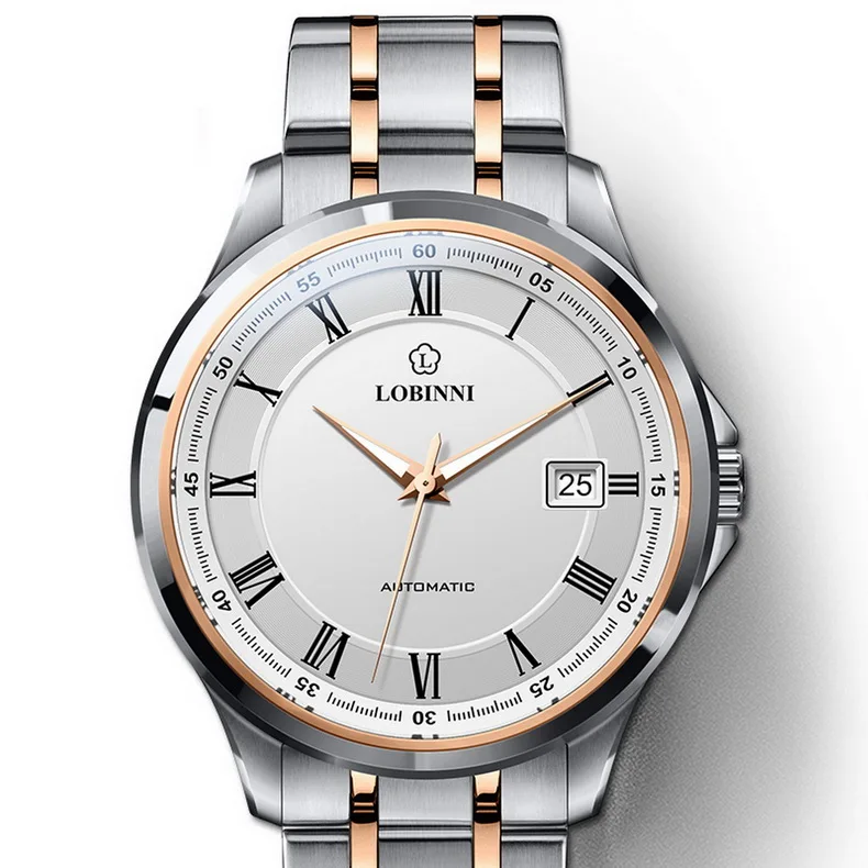men watch p2 Мужские нарядные часы, мужские автоматические наручные часы LOBINNI, мужские роскошные механические водонепроницаемые наручные часы, швейцарские часы со стальным ремешком - Цвет: men watch p2