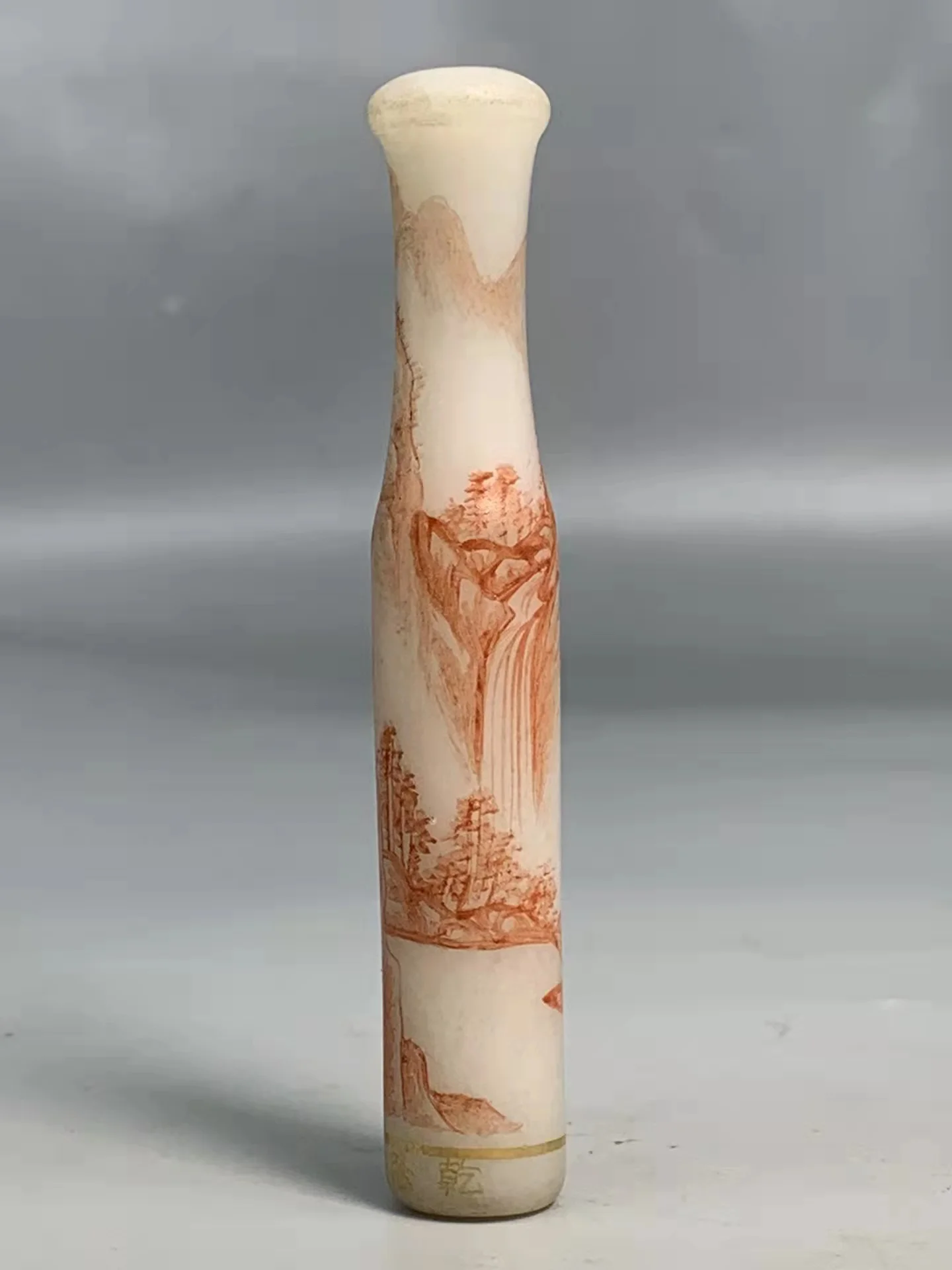 

Old Hand-sculpted Colored glaze carved cigarette holder