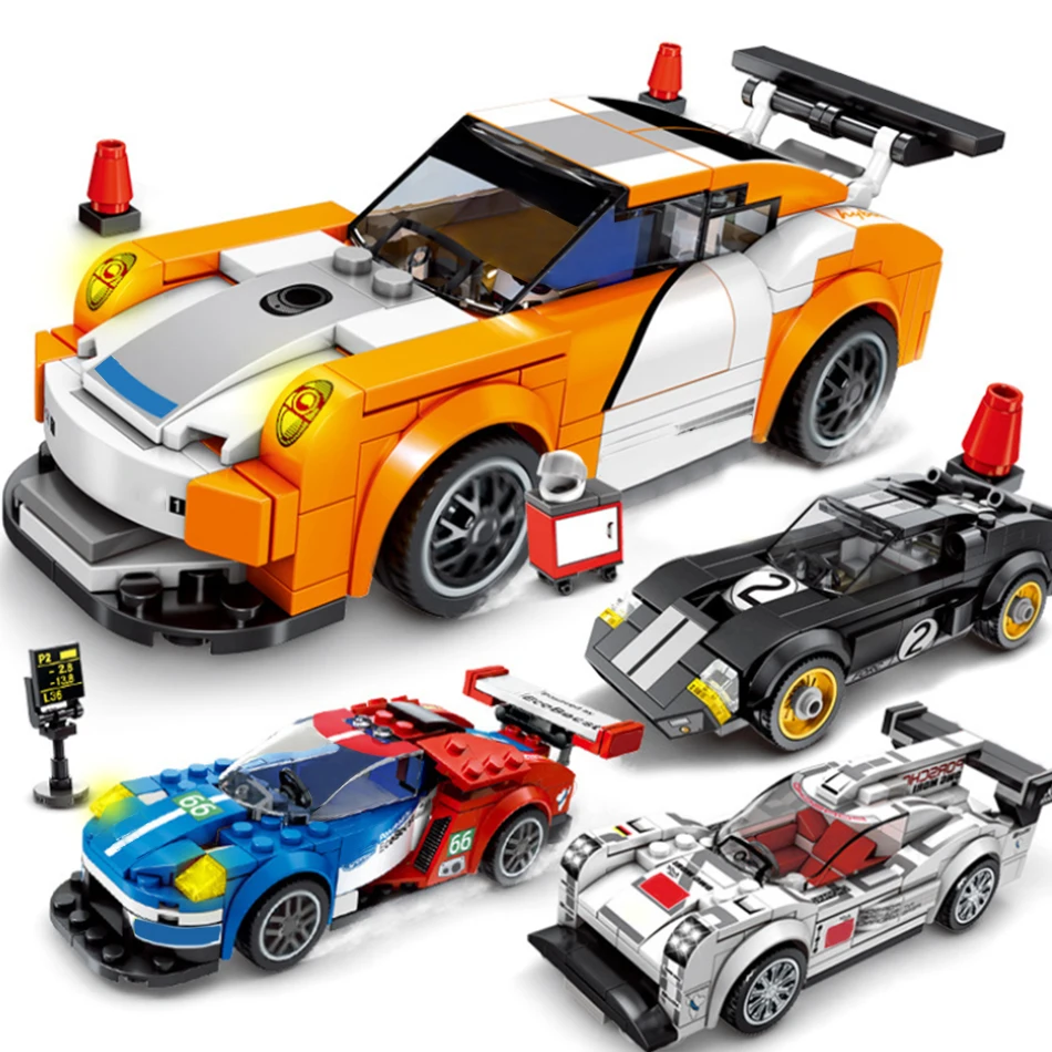 

4PCS City Racing Car Model Building Blocks Compatible legoingly Speed Champion Racer Figures Bricks Educational DIY Kids Toys