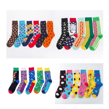 

Creative Novelty Personality Happy Funny Socks Harajuku Unisex Fashion Couple Socks Puzzle Pattern Smiley Corn Beer Astronaut