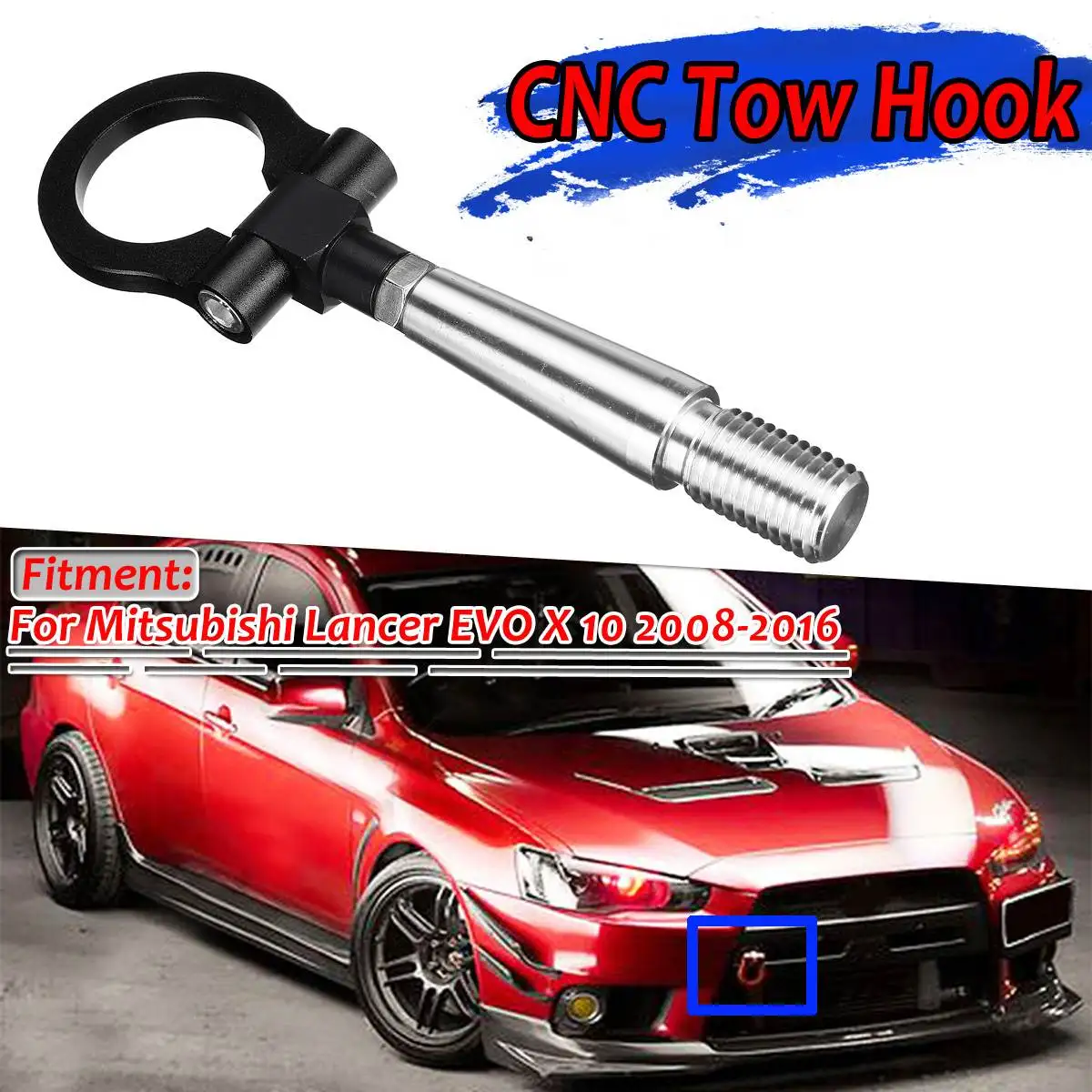 Black/Red/Blue Towing Bar For Car Track Racing CNC Tow Ring Hook Kit For Mitsubishi Lancer EVO X 10 2008- Trailer Towing Bar