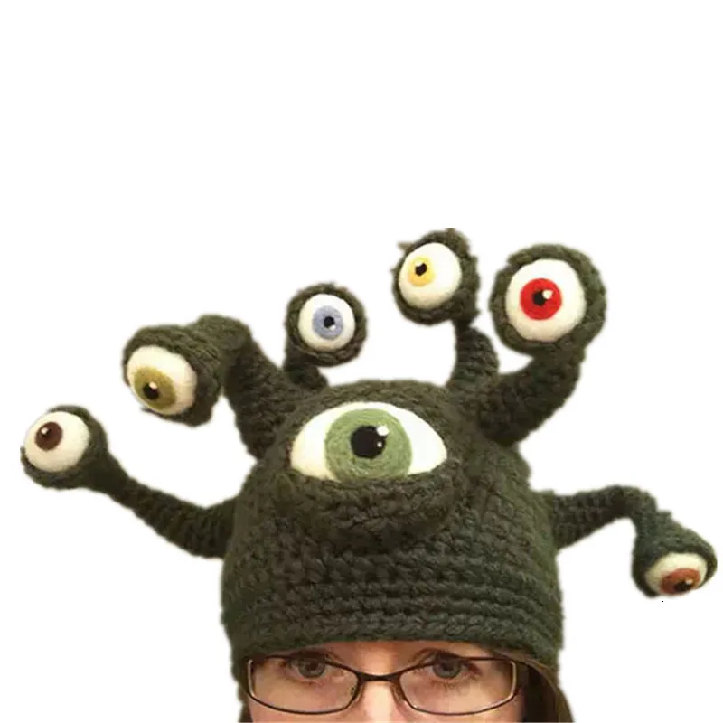 

2020 Eye Octopus Halloween Hats Personality Knitted Hat Caps Unisex Keep Warm Exaggeration Autumn Winter Adult Party Funny Cap