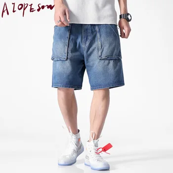 

AIOPESON Summer New Mens Shorts Jeans Pants Mens Clothing Retro Tooling Fashion Big Pockets Casual Loose Shorts Mens Jeans