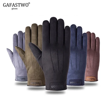 

Winter Korean Version Of Warm And Velvet Suede Touch Screen Gloves Men Outdoor Riding Hiking Driving Non-Slip Gloves