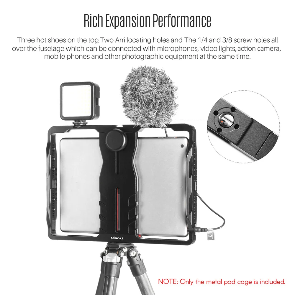 Ulanzi U-PAD металлическая видеосъемная установка Vlog Filmmaking Rig для iPad с креплениями для холодного башмака для микрофона светодиодный видео светильник