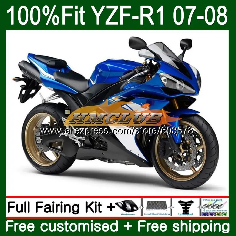 Инъекций для YAMAHA YZF R 1 YZF 1000 YZF-R1 2007 2008 49CL. 51 YZF R1 07 YZF1000 YZF-1000 YZFR1 07 08 OEM цвет: черный, синий обтекатели - Цвет: No. 1