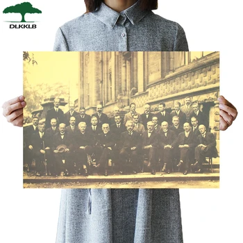 

DLKKLB Classic Retro Poster Solvay Conference Vintage Einstein Curie Art Home Decor Painting Living Room Bedroom Wall Stickers