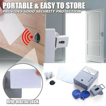 

1Set Rfid Card Rfid Ring Drawer Smart Lock Intelligent Hole Free Punch Wardrobe Lock Safety Induction Door Lock Cabinet Nfc Card