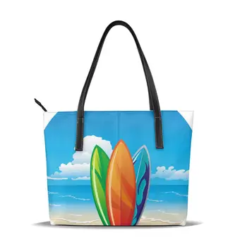 

OLN Tote Bag Beach Surfboards Women's Leather Handbags Female Pu Leather Bag Fashion Lady Shoulder Bags Classic Handbag