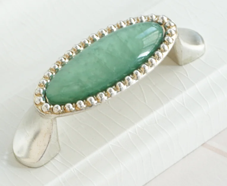 small handle 2," 3,75" " серебристо-зеленые ручки для шкафа, круглая ручка из цинкового сплава, дверная ручка, керамическая ручка выдвижного ящика ручка кухонного шкафа, фурнитура - Цвет: small handle