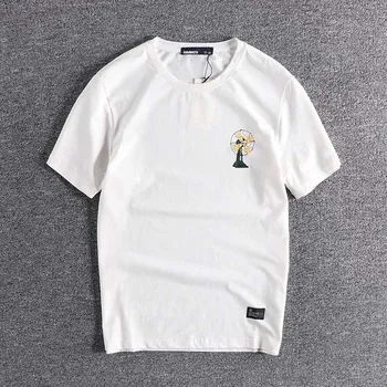 

2020 new elderly style electric fan printed stretch cotton cool and comfortable youth half sleeve men's round neck tops 059