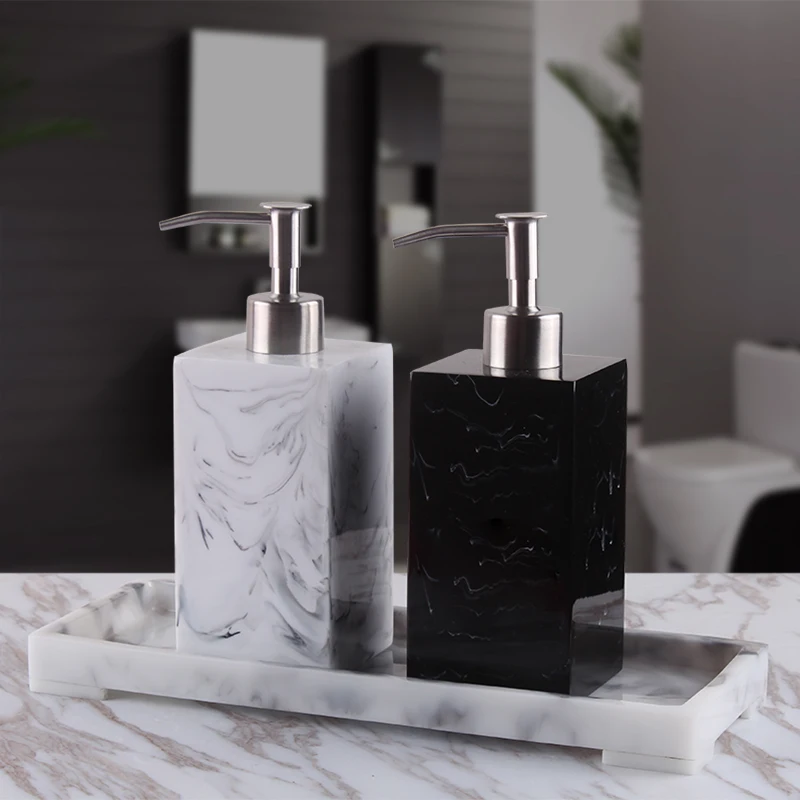 Bathroom Accessories INS Popular Imitation Marble Stripe Resin Hand Sanitizer Bottle Shampoo Dispenser Lotion Bottle For Hotel