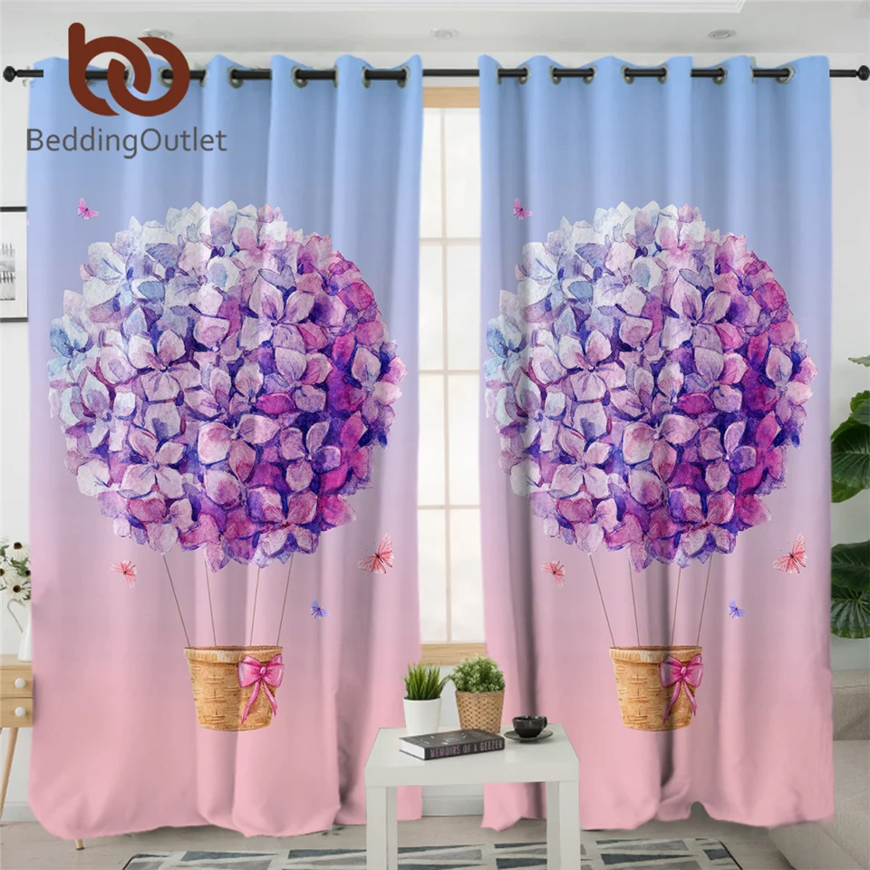 BeddingOutlet Акварельная Розовая Занавеска s затемненный цветочный шар фиолетовая занавеска s для спальни сиреневый шар бабочка оконная занавеска