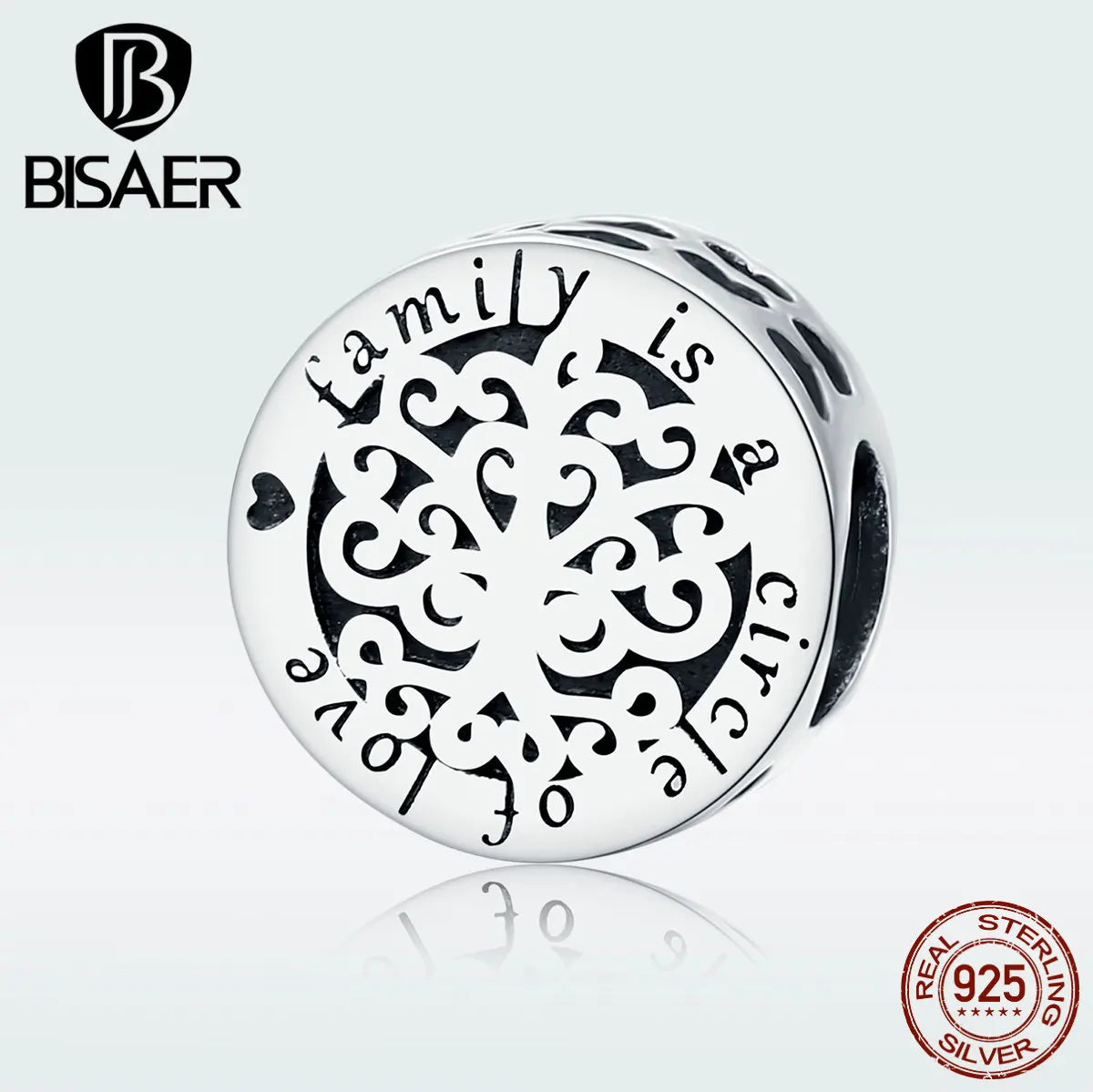 BISAER,, 925 пробы, семейное дерево, дизайн, Очаровательные Подвески для женщин, очаровательный браслет, сделай сам, изготовление ювелирных изделий GXC1324