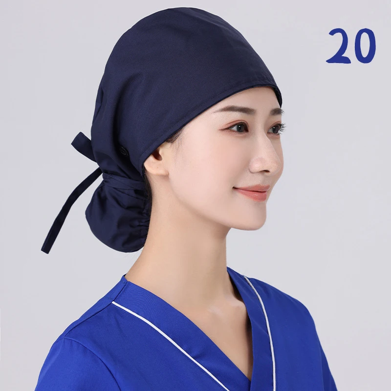 Unisex-Peeling-Mütze, verstellbar, zum Binden hinten, schweißabsorbierend, für Schönheitssalons, Pflegekappe, Labor, Tierhandlung, Krankenschwester, Arzt, Arbeitskappen – Detail 21