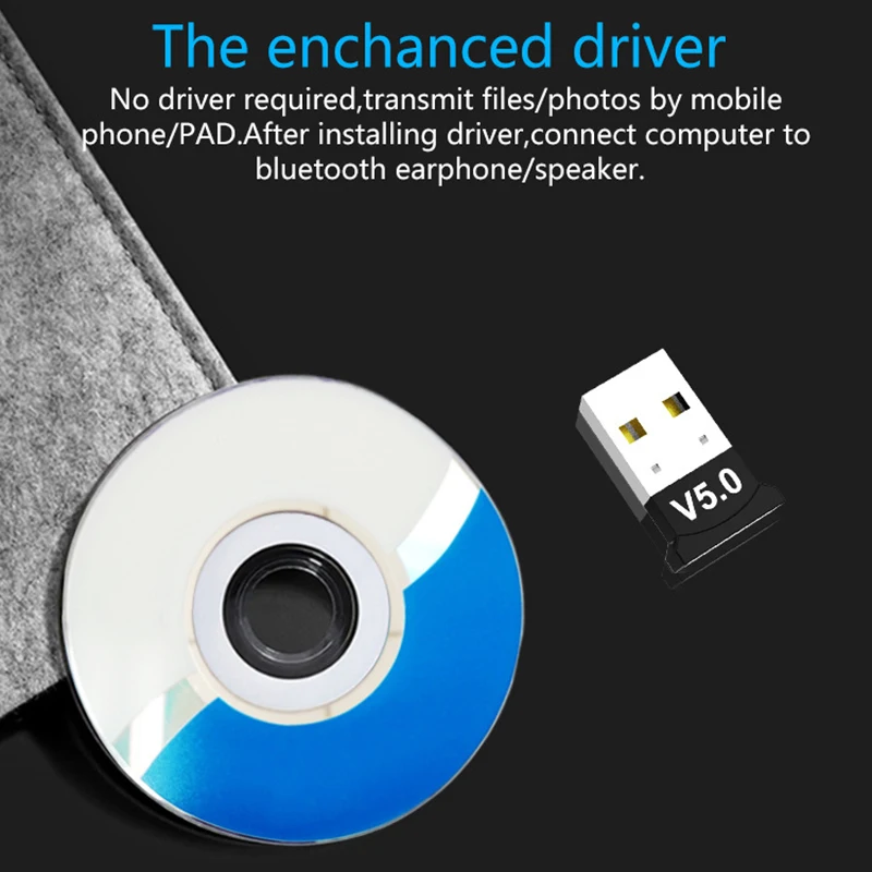 Беспроводной адаптер с Bluetooth 5,0 USB Настольный компьютер Бесплатный привод Bluetooth аудио приемник ключ Музыкальный Аудио приемник передатчик